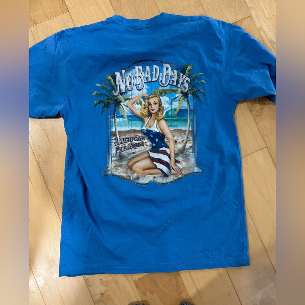 No Bad Days American Paradise blue tshirt sz L